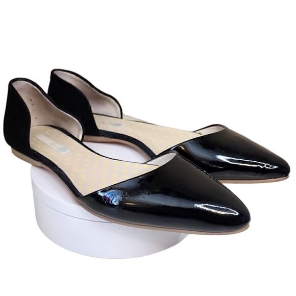 Boden- Women’s D’Orsay Cleo Black Patent Mixed Media Leather Flats, Size 38/ 7.5 - Picture 3 of 15